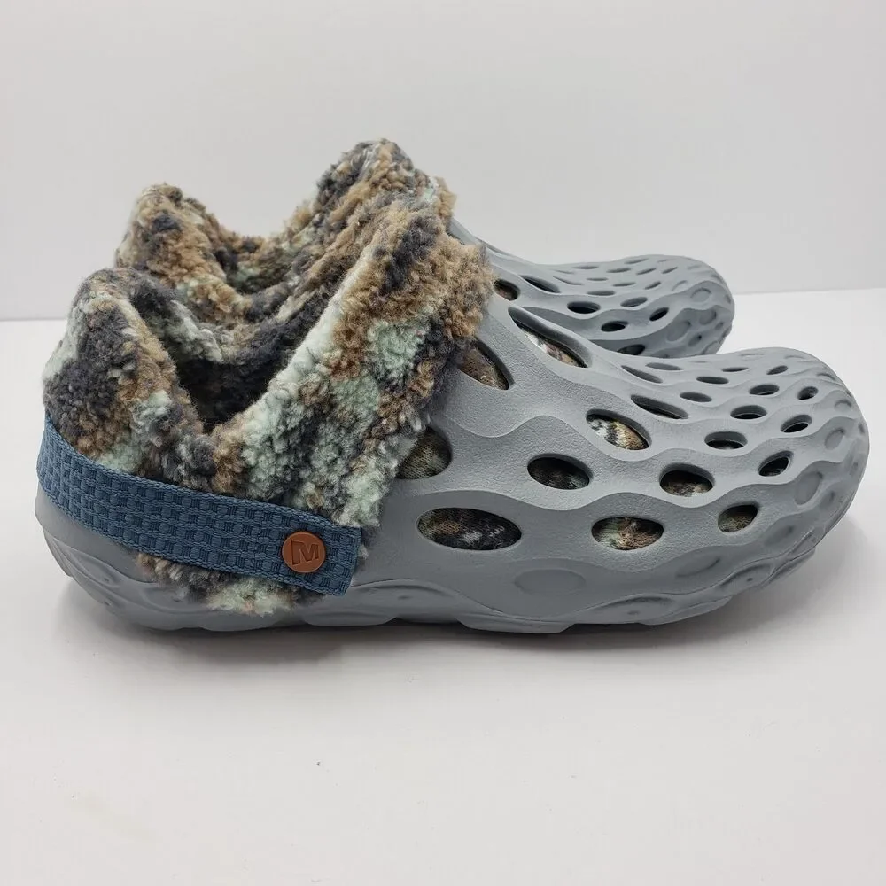 Merrell Hydro Moc 2 Snug Highrise Men 10 Gray Camo Fleece Lined Clogs Shoes